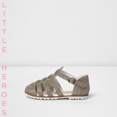 Mini girls gold metallic sandals